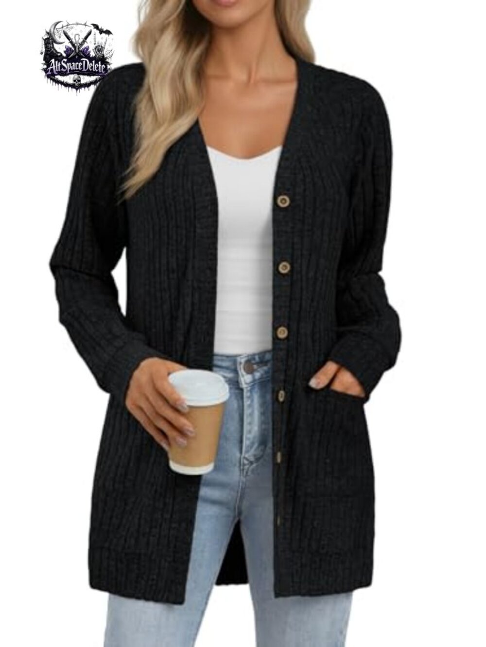 Womens Long Cardigan Sweater Lightweight Button Up Side Pockets Knit